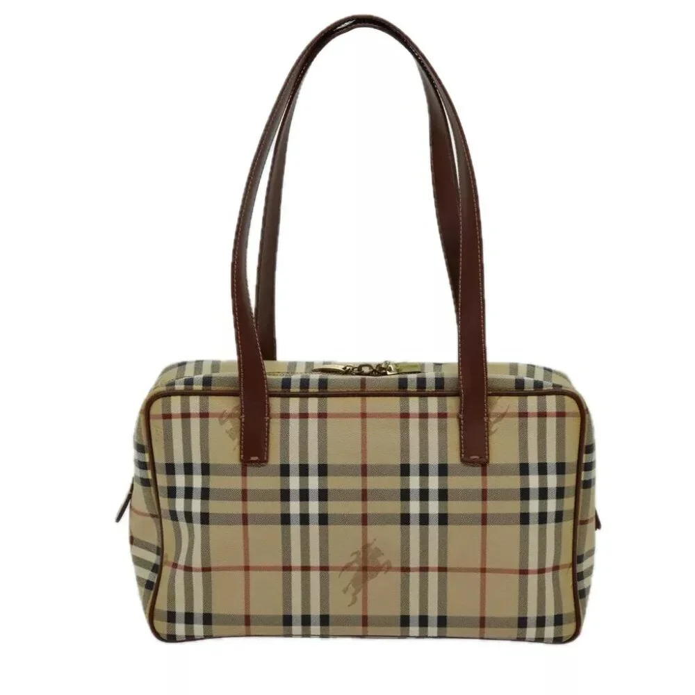 BURBERRY Nova Check Shoulder Bag PVC Leather Beige Auth - Picture 2 of 7